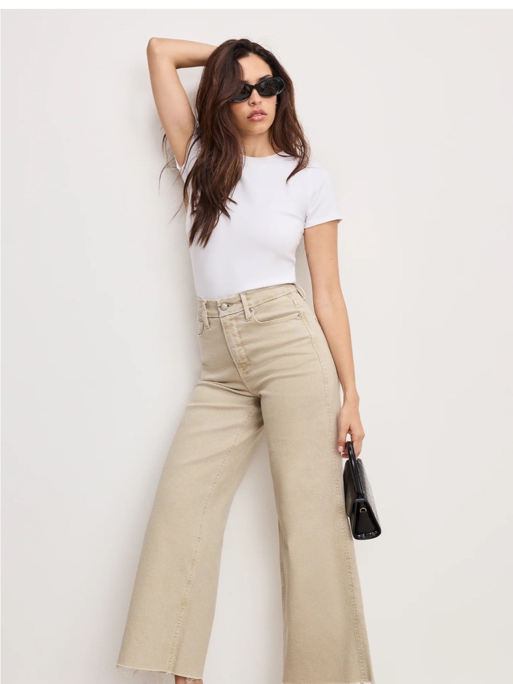 Good American Good Skate Beige Wide-Leg High-Rise Jeans